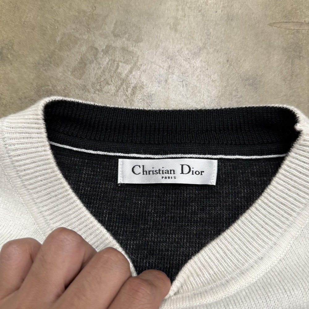 Christian Dior Sweater Womens 36 White Black J Heart Dior Crewneck Knit Stripe - Picture 3 of 8